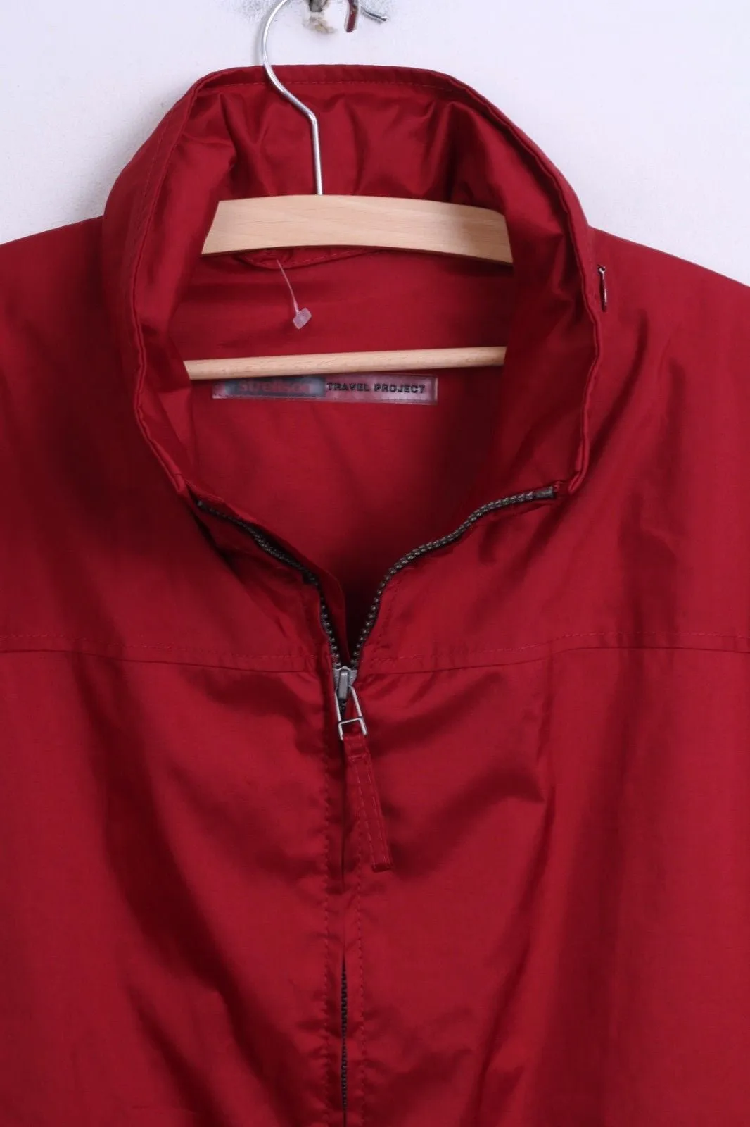 Strellson Women 46 M Jacket Dark Red Hidden Hood Harrington Casual
