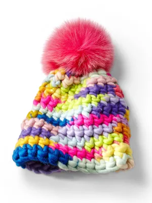Striped Chunky Wool Knit Hat