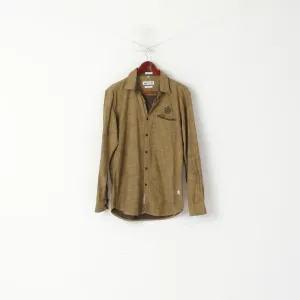 Sunnex Jeans Men L (M) Casual Shirt Brown India Slim Fit Pure Cotton Long Sleeve Top