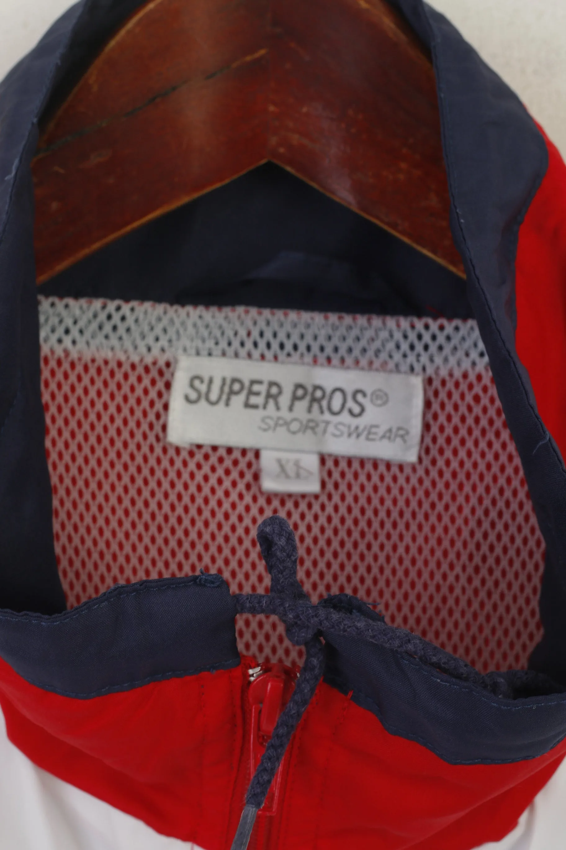 Super Pros Men XL Jacket Red Vintage Full Zipper Lightweight Bomber Sport Top