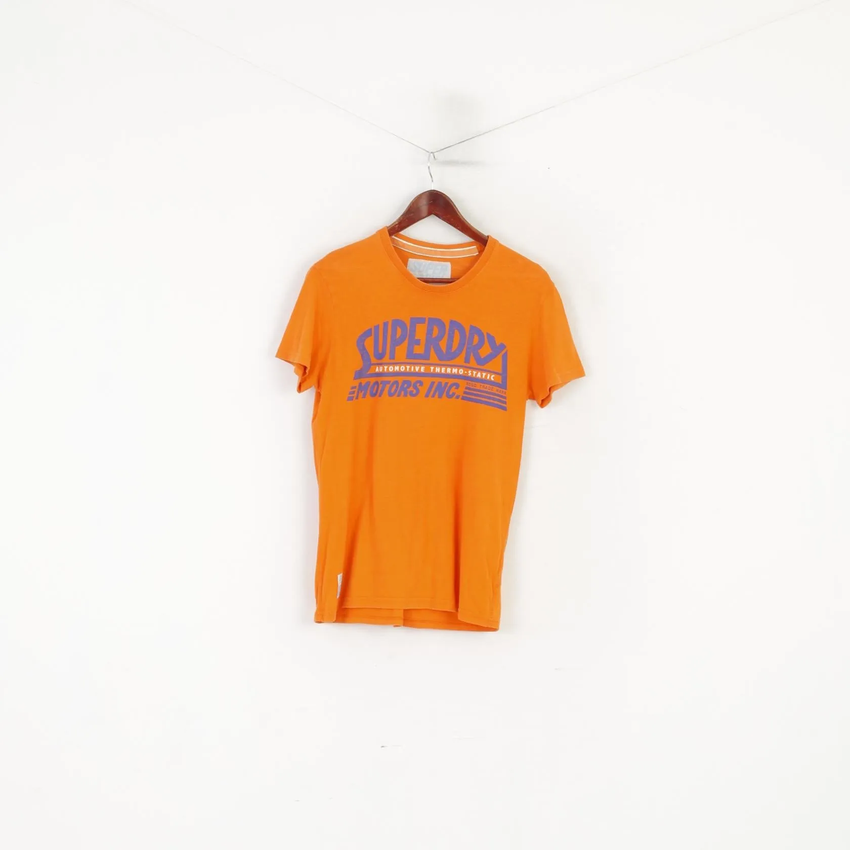 Superdry Men S Shirt Orange Cotton Motors Automotive Graphic Crew Neck Top