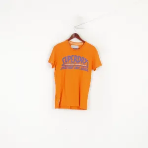 Superdry Men S Shirt Orange Cotton Motors Automotive Graphic Crew Neck Top