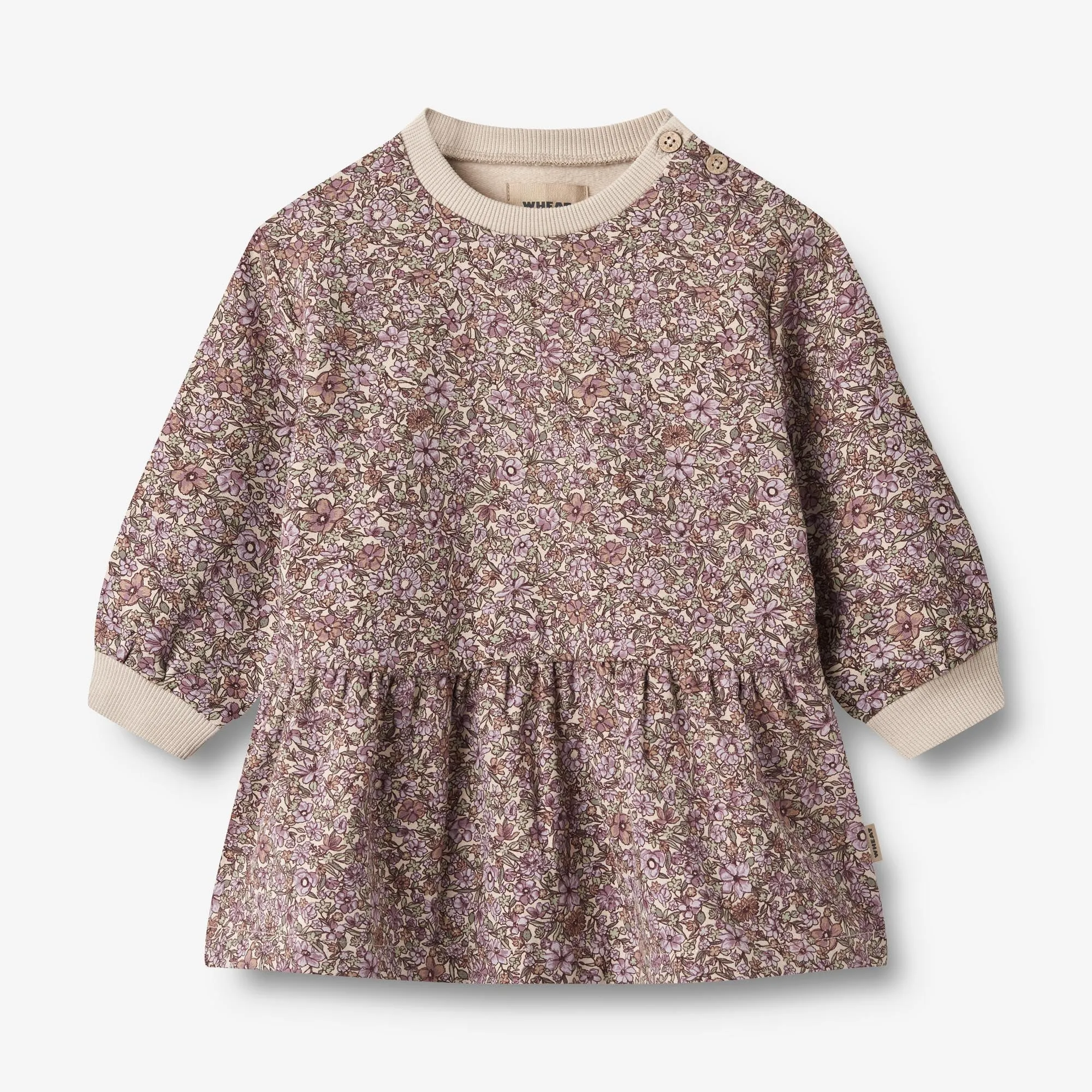 Sweat Dress Zenia - lilac flowers Wheat