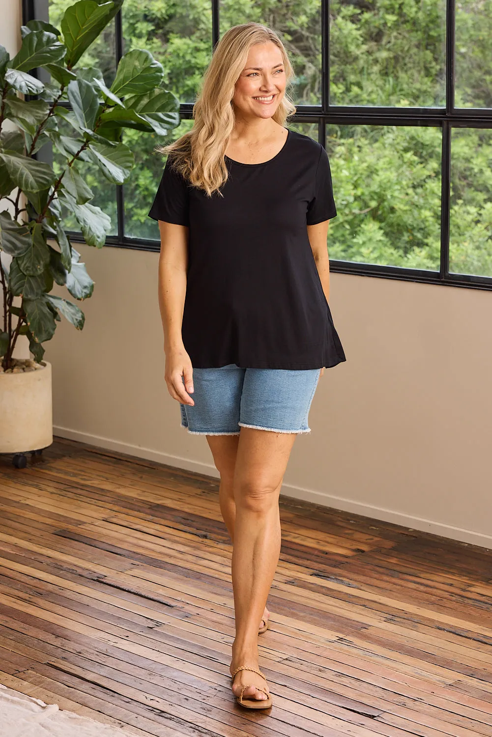 Swing Tee in Black Adrift