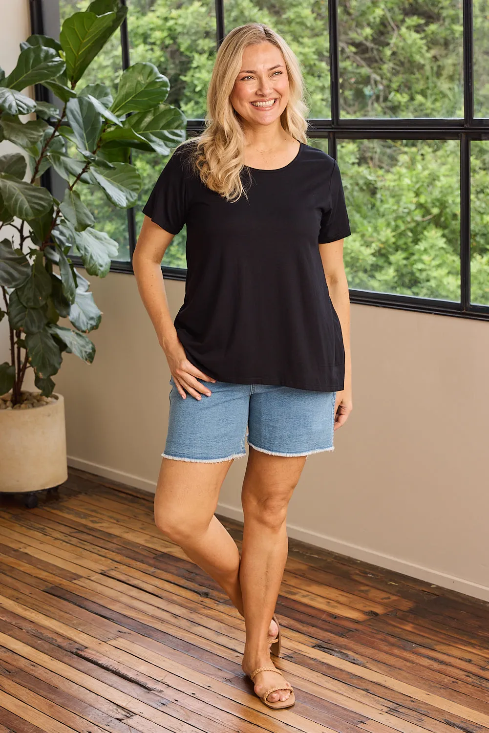 Swing Tee in Black Adrift