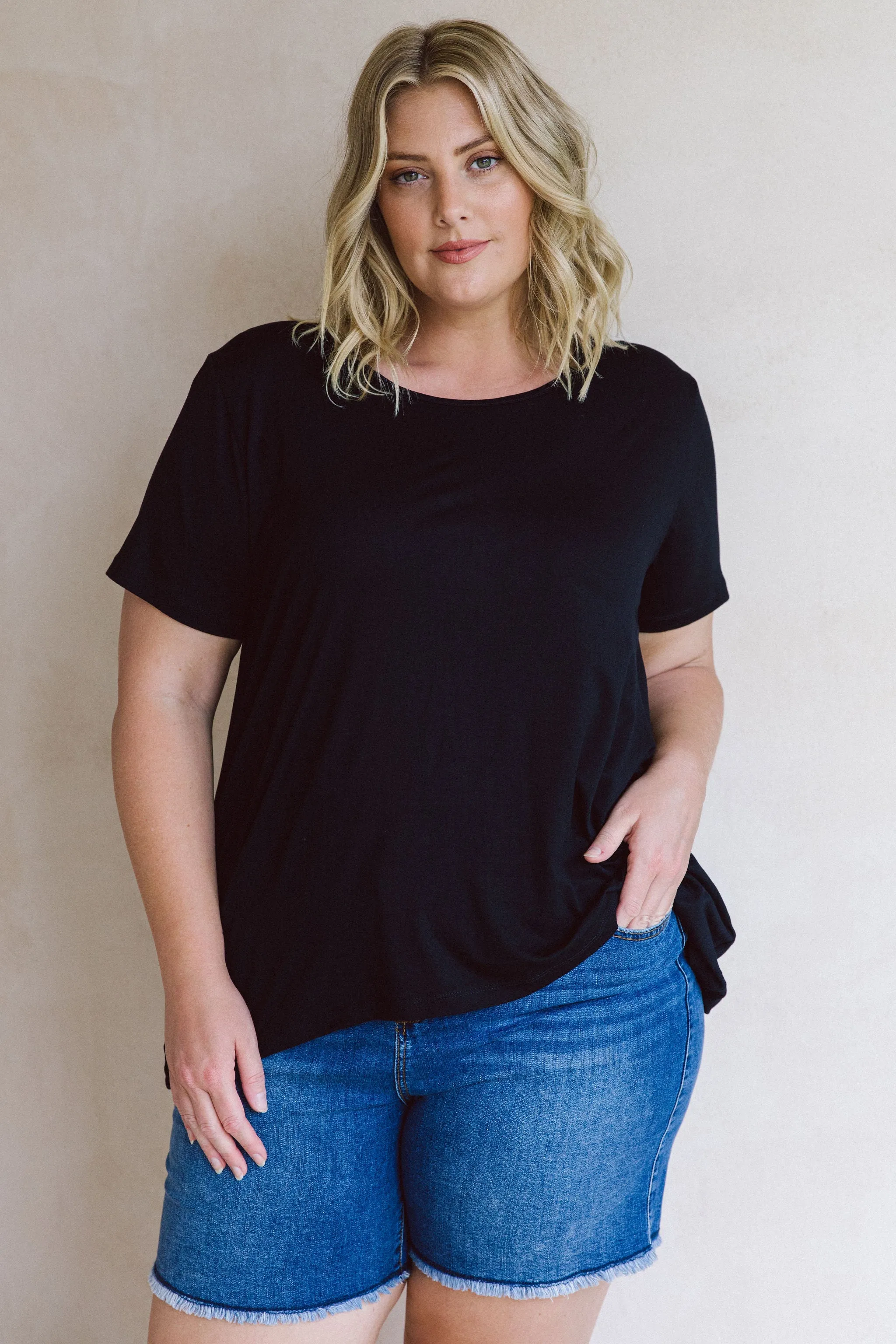 Swing Tee in Black Adrift