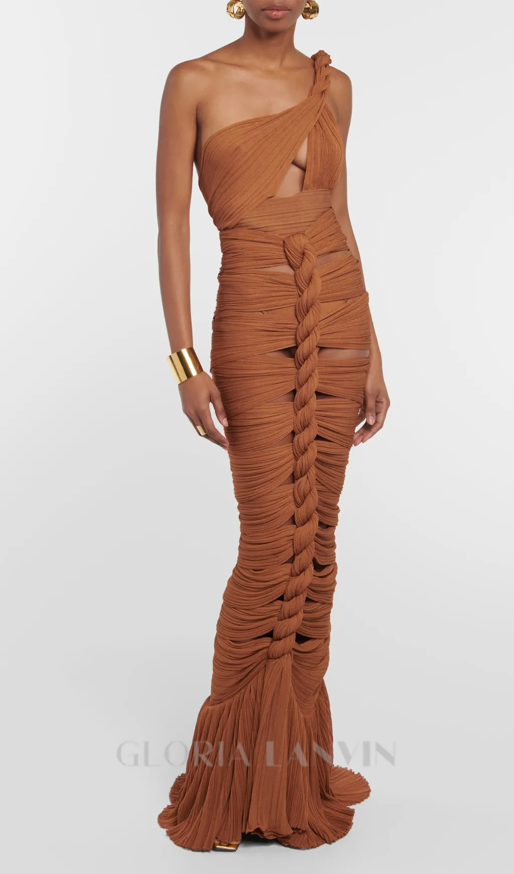 TAMMY TWISTED CUTOUT MAXI DRESS TWO PIECE SET IN BROWN Gloria Lanvin