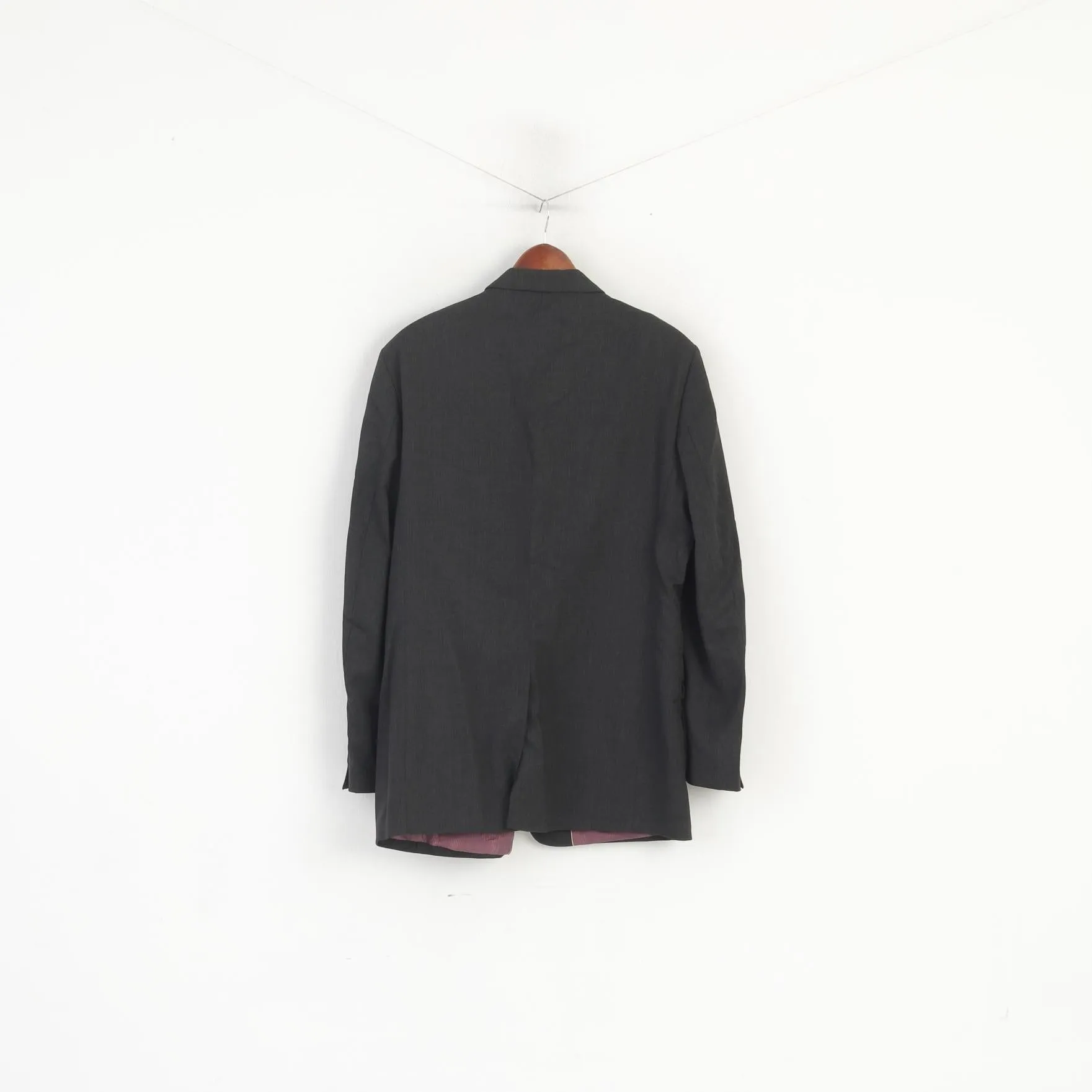 Ted Baker Elevated Men 42 52 Long Blazer Charcoal Wool Single Breasted Jacket