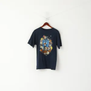 TeeFury Men M T- Shirt Navy Cotton Graphic Police Public Call Box Funny Top