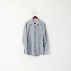 Thomas Browne Men XL Casual Shirt Blue Cotton Check Custom Modal Long Sleeve Top