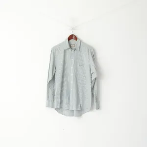 Thomas Burberry Men M Casual Shirt Blue Green Check Cotton Long Sleeve Top