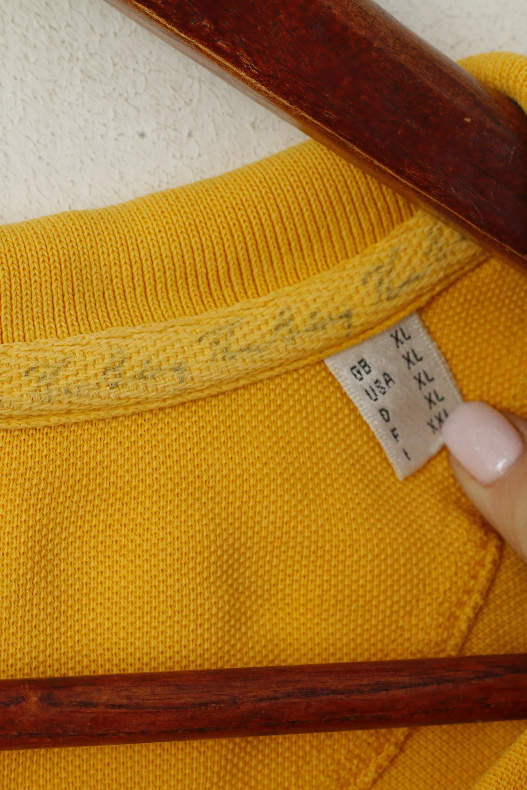 Thomas Burberry Men XL Polo Shirt Yellow Vintage Cotton Detailed Buttons Top