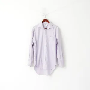 T.M. Lewin Men 16.5 34.5 XL Casual Shirt Blue Pink Check Regular Fit Cotton Long Sleeve Top