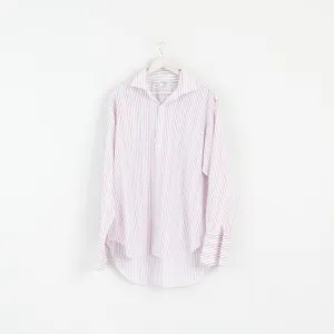 T.M. Lewin Men 17.5 36 XXL Casual Shirt White Striped Cotton Cuff Long Sleeve Top