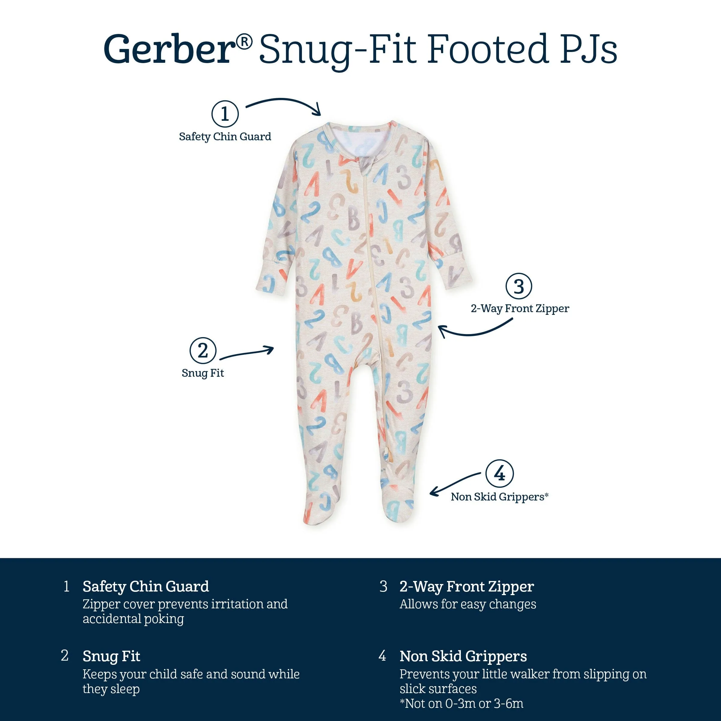 Toddler Alphabet Soup Buttery Soft Viscose Made from Eucalyptus Snug Fit Footed Pajamas Gerber Childrenswea