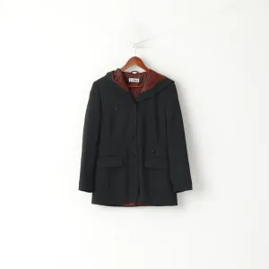 Toffs Women 12 38 M Blazer Sport Black Hooded Sport Viaggio Del Mondo Single Breasted Jacket
