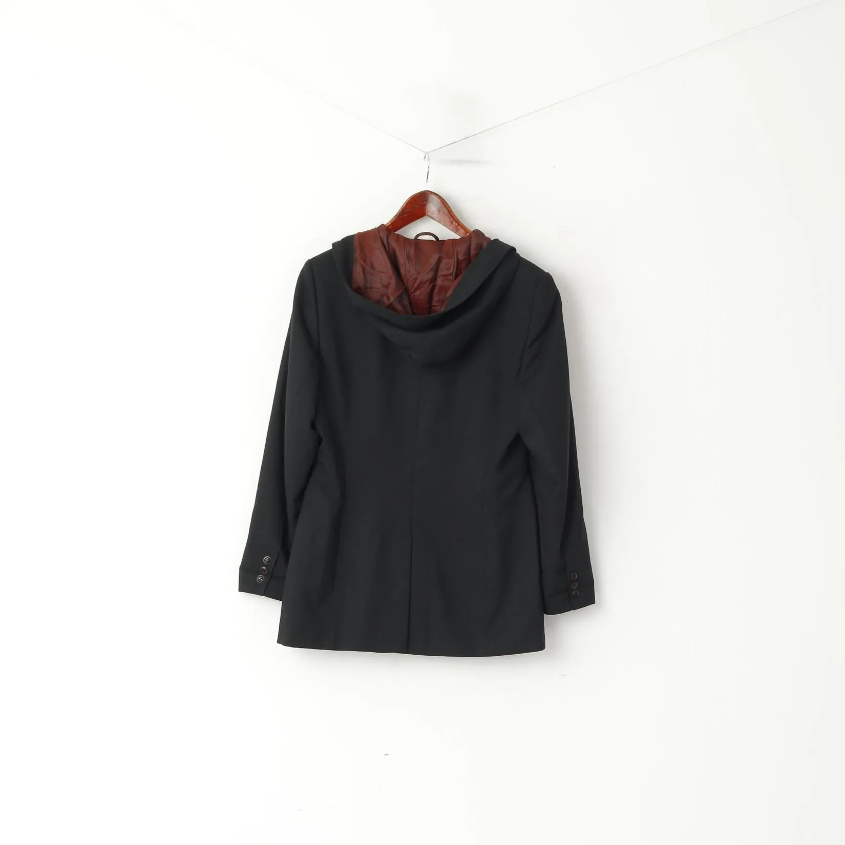 Toffs Women 12 38 M Blazer Sport Black Hooded Sport Viaggio Del Mondo Single Breasted Jacket
