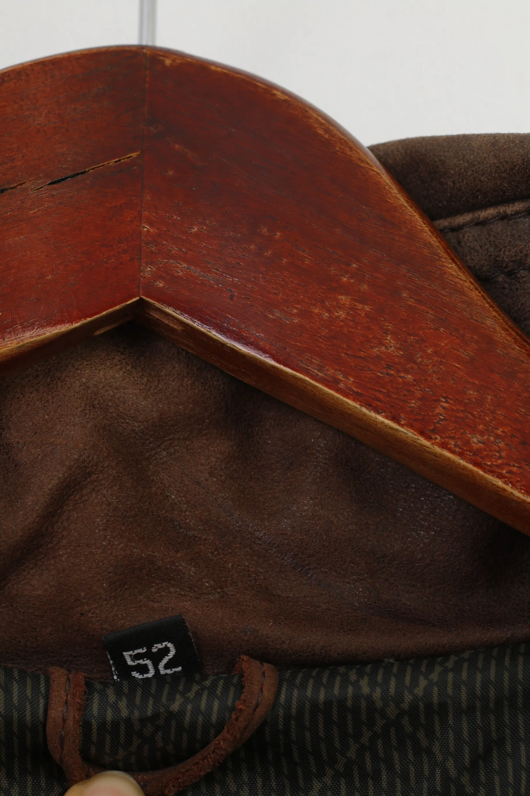 Trapper Men 52 L Leather Jacket Vintage  Brown Full Zipper Collar Pockets Top