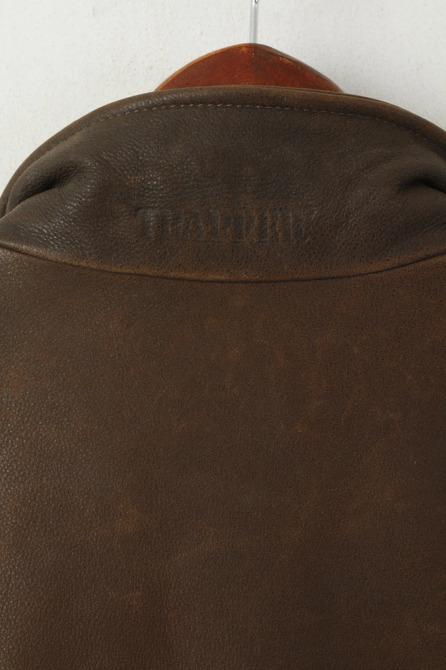 Trapper Men 54 44 XL Leather Jacket Brown Silvio Full Zipper Classic Cow Nubuk Top