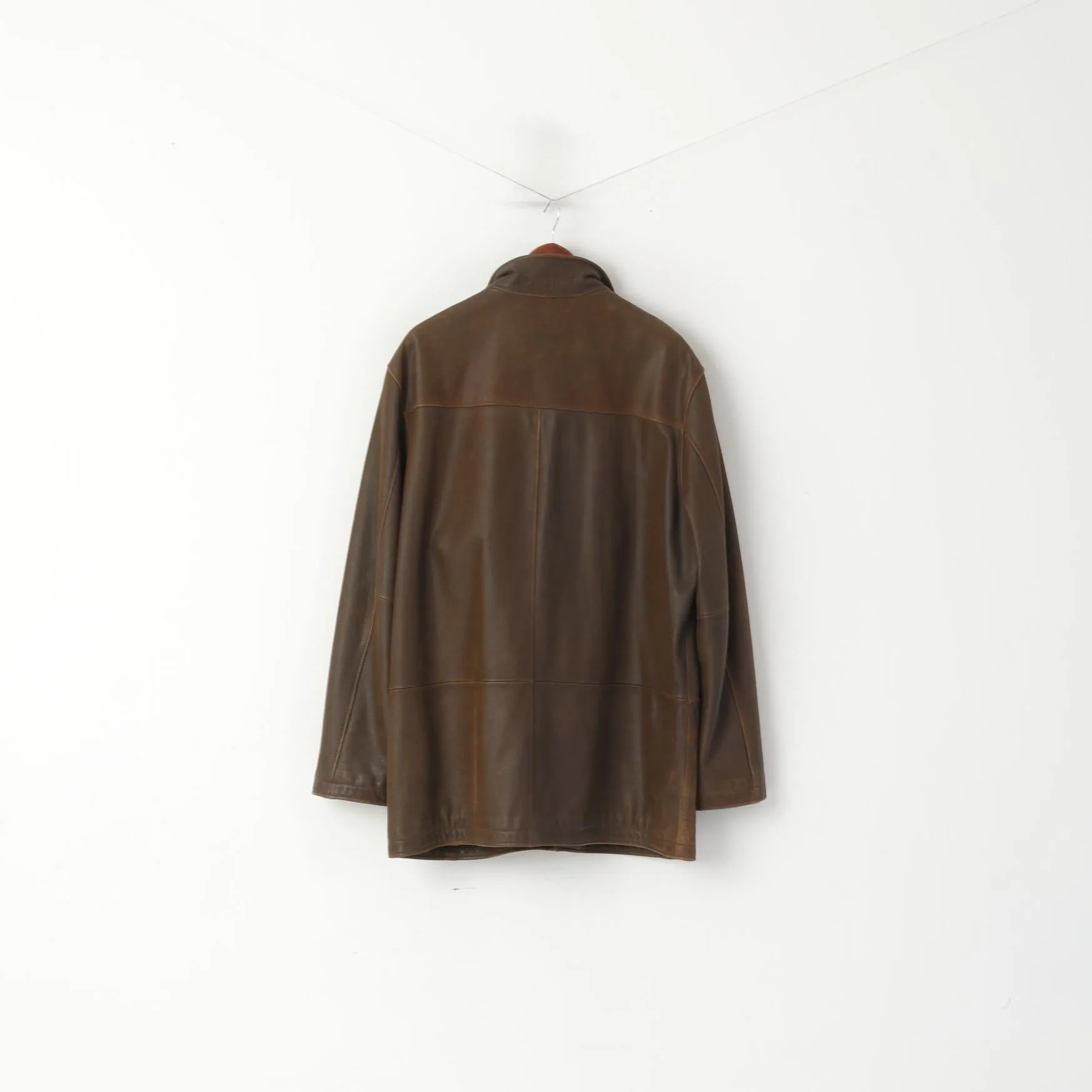 Trapper Men 54 44 XL Leather Jacket Brown Silvio Full Zipper Classic Cow Nubuk Top