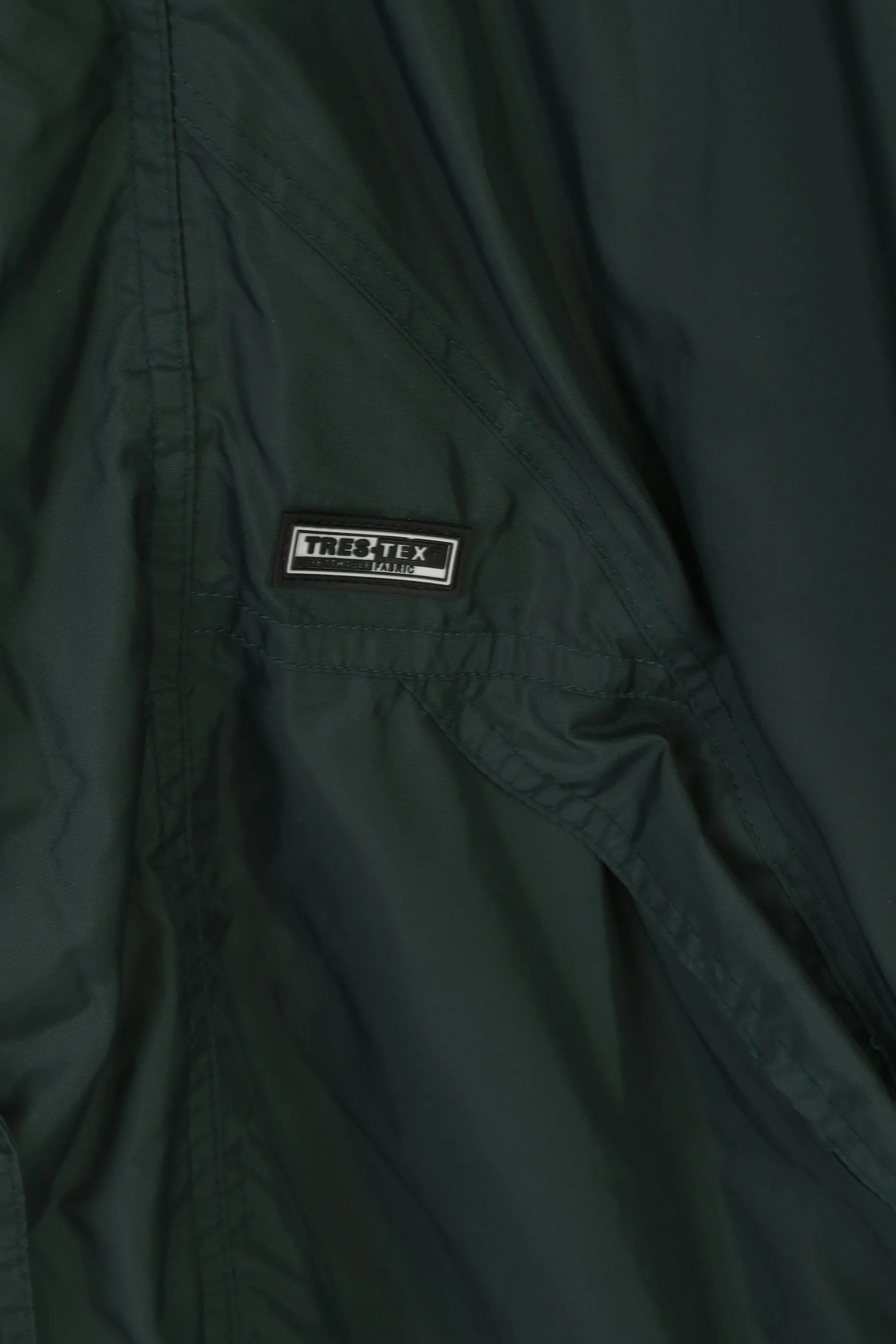 Trespass Breathable Golf Wear Men L Jacket Green Nylon Waterproof Hidden Hood Top