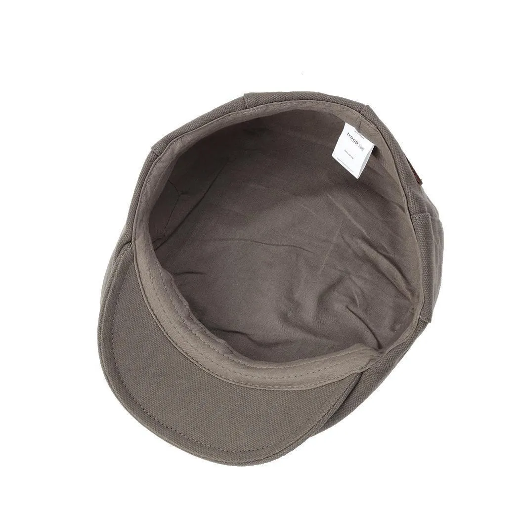 Troop London Waxed Canvas Olive Flat Cap