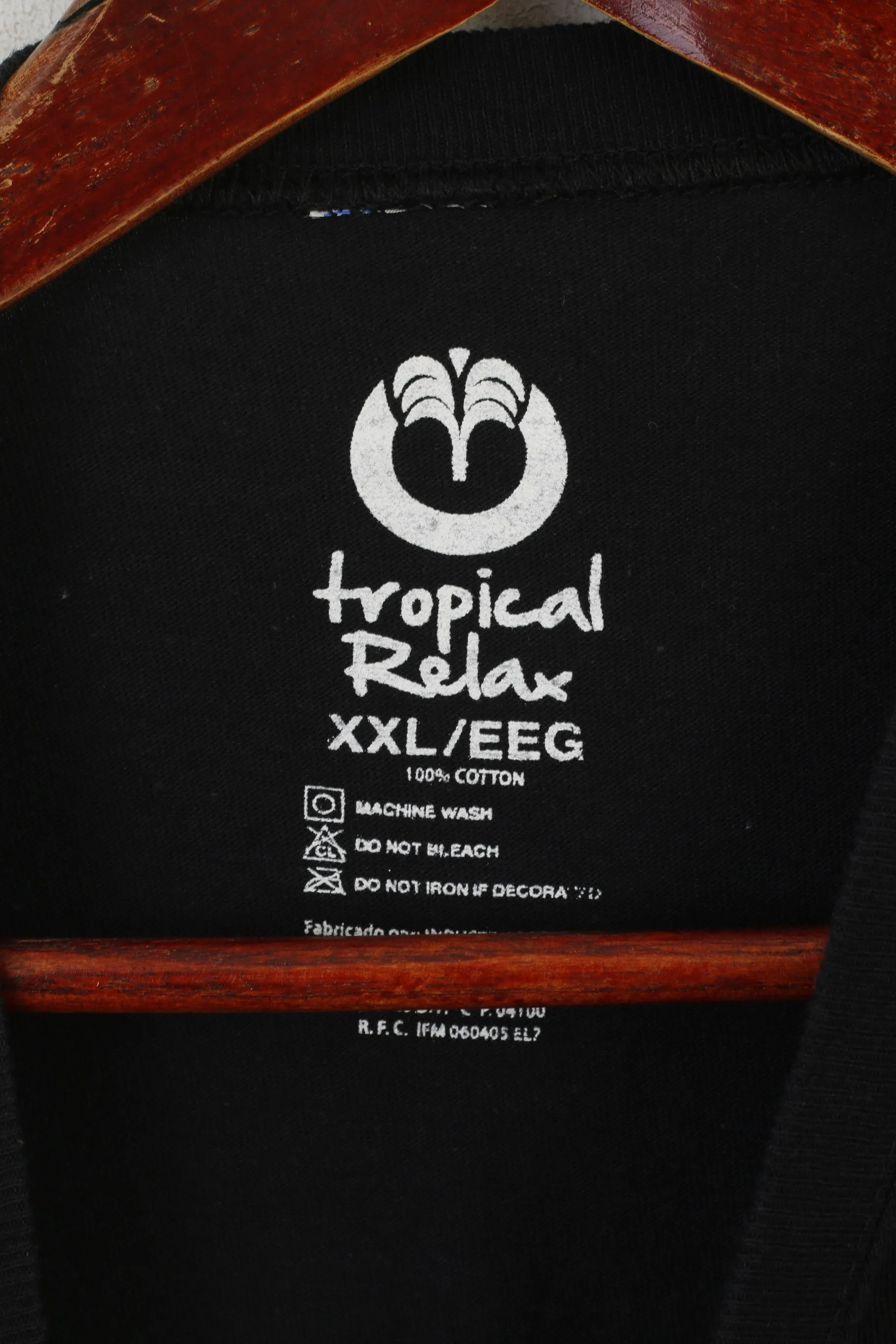 Tropical Relax Men XXL Shirt Black Cotton Cancun Beach Paradise Sleeveless Top