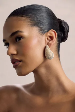 True Icon | Gold Diamante Statement Teardrop Earrings Club L London