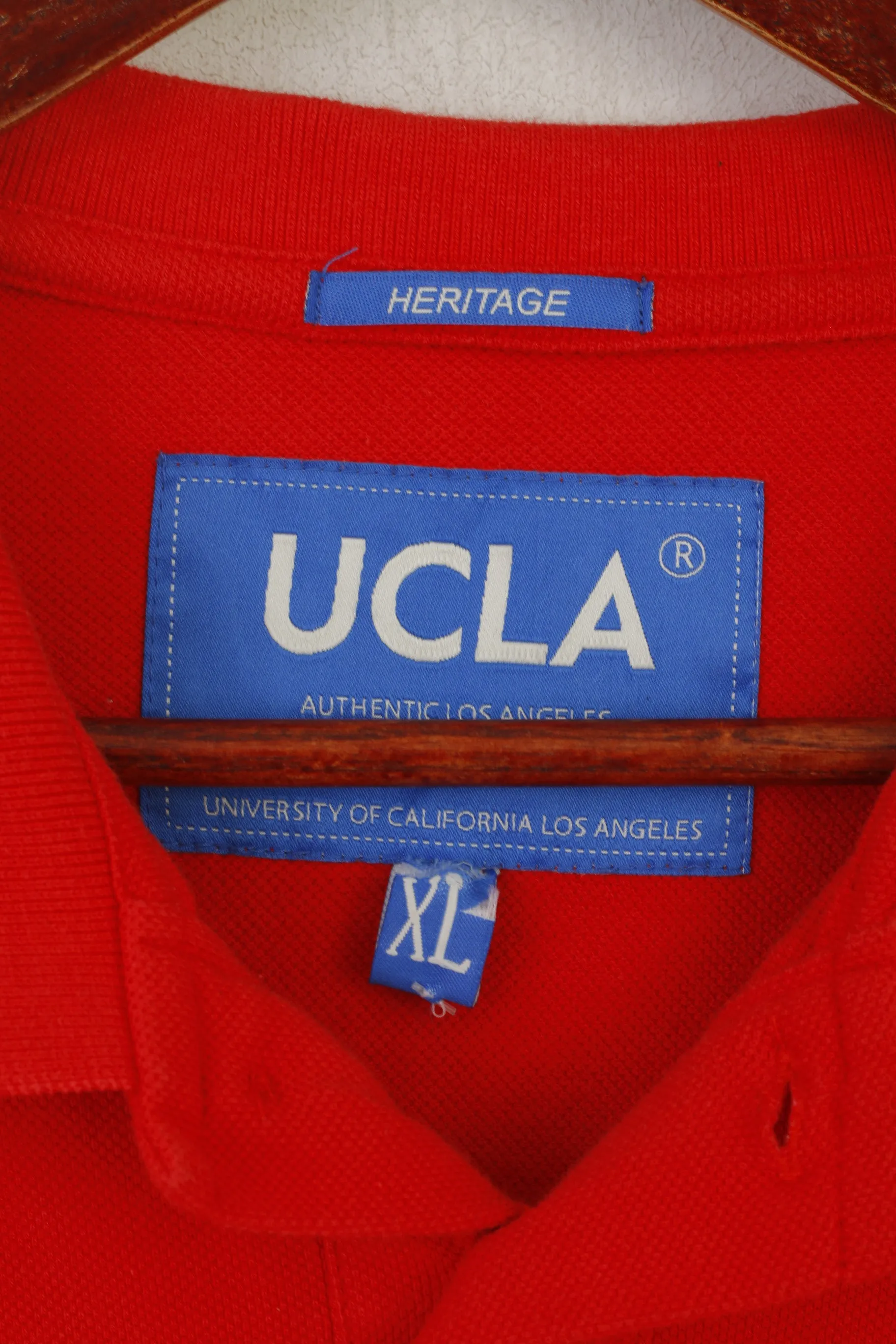 Ucla Men XL Polo Shirt Red Cotton Varsity Detailed Buttons Los Angeles Collegiate Top