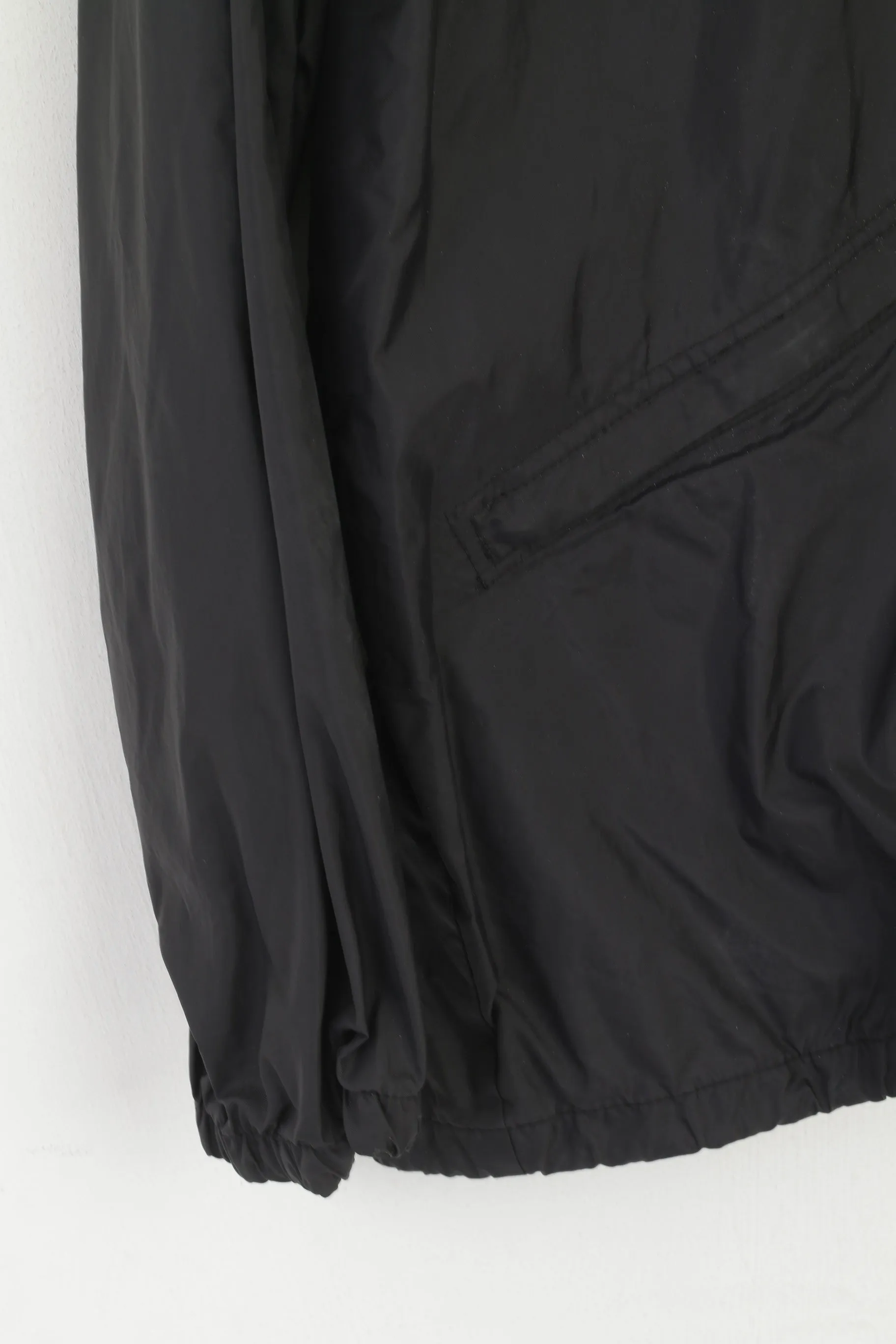 Uhlsport Men 54 L Jacket Black Vintage Nylon Waterproof Hidden Hood Sport Top