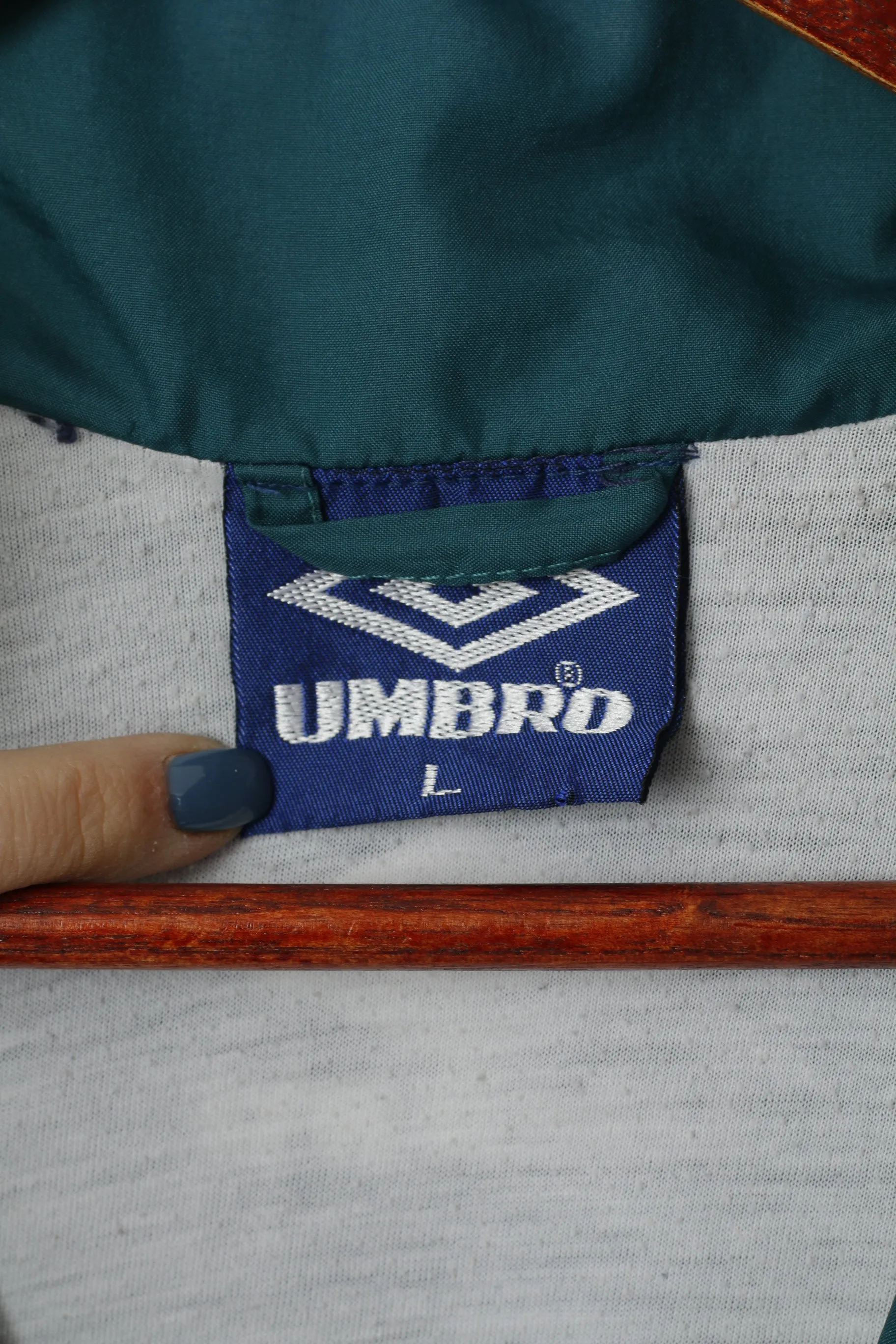 Umbro Men L Jacket Navy Activewear Vintage 90s Retro Zip Up Training Sportswear Top