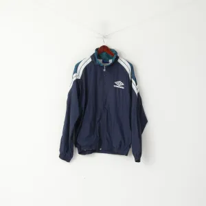 Umbro Men L Jacket Navy Activewear Vintage 90s Retro Zip Up Training Sportswear Top