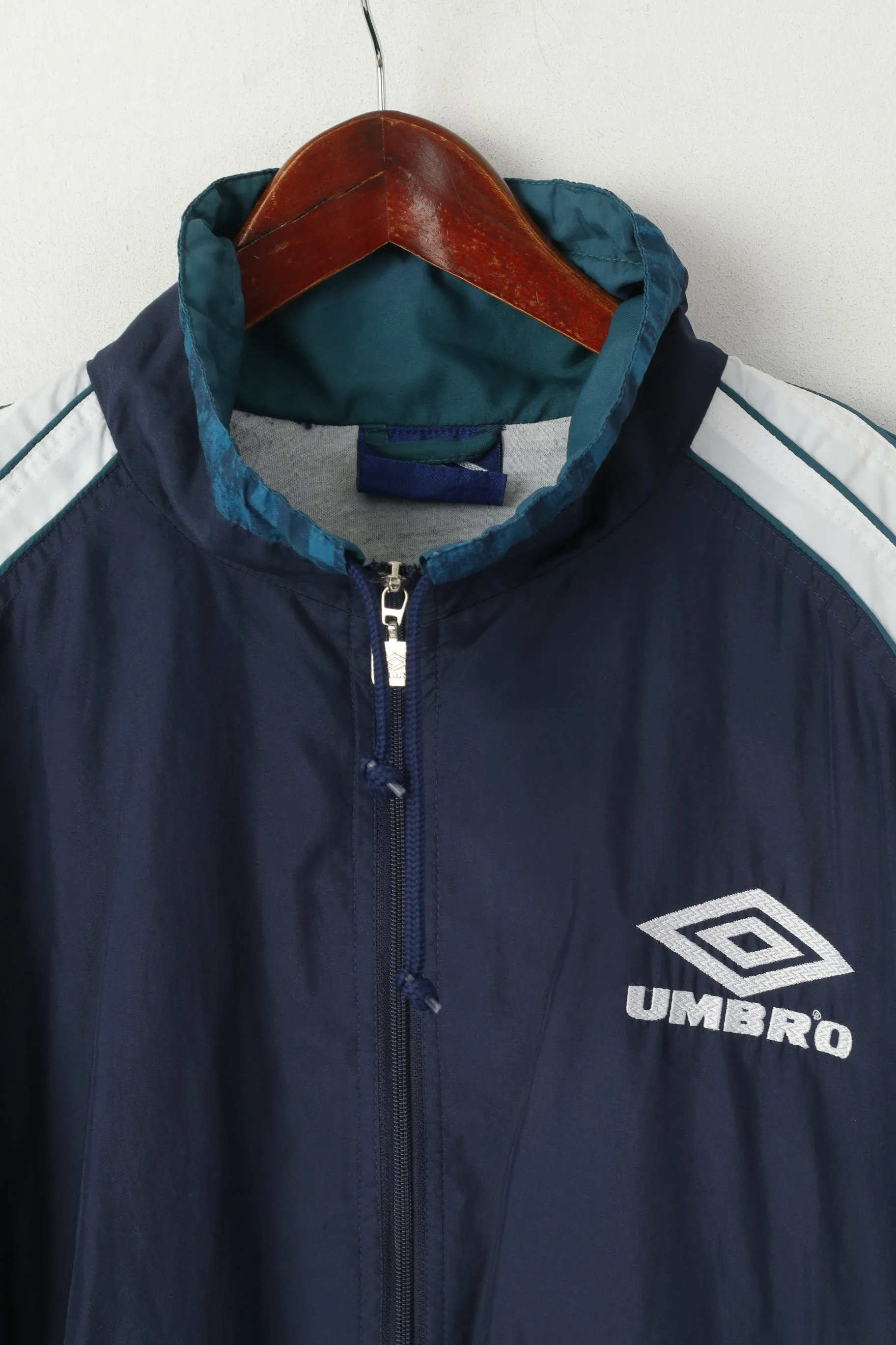 Umbro Men L Jacket Navy Activewear Vintage 90s Retro Zip Up Training Sportswear Top