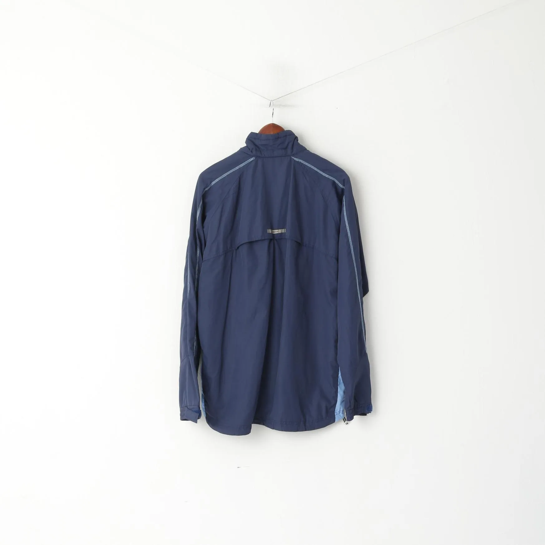 Umbro Men L Jacket Navy Sportswear Full Zipper Lightweight Mesh Lined Track Top