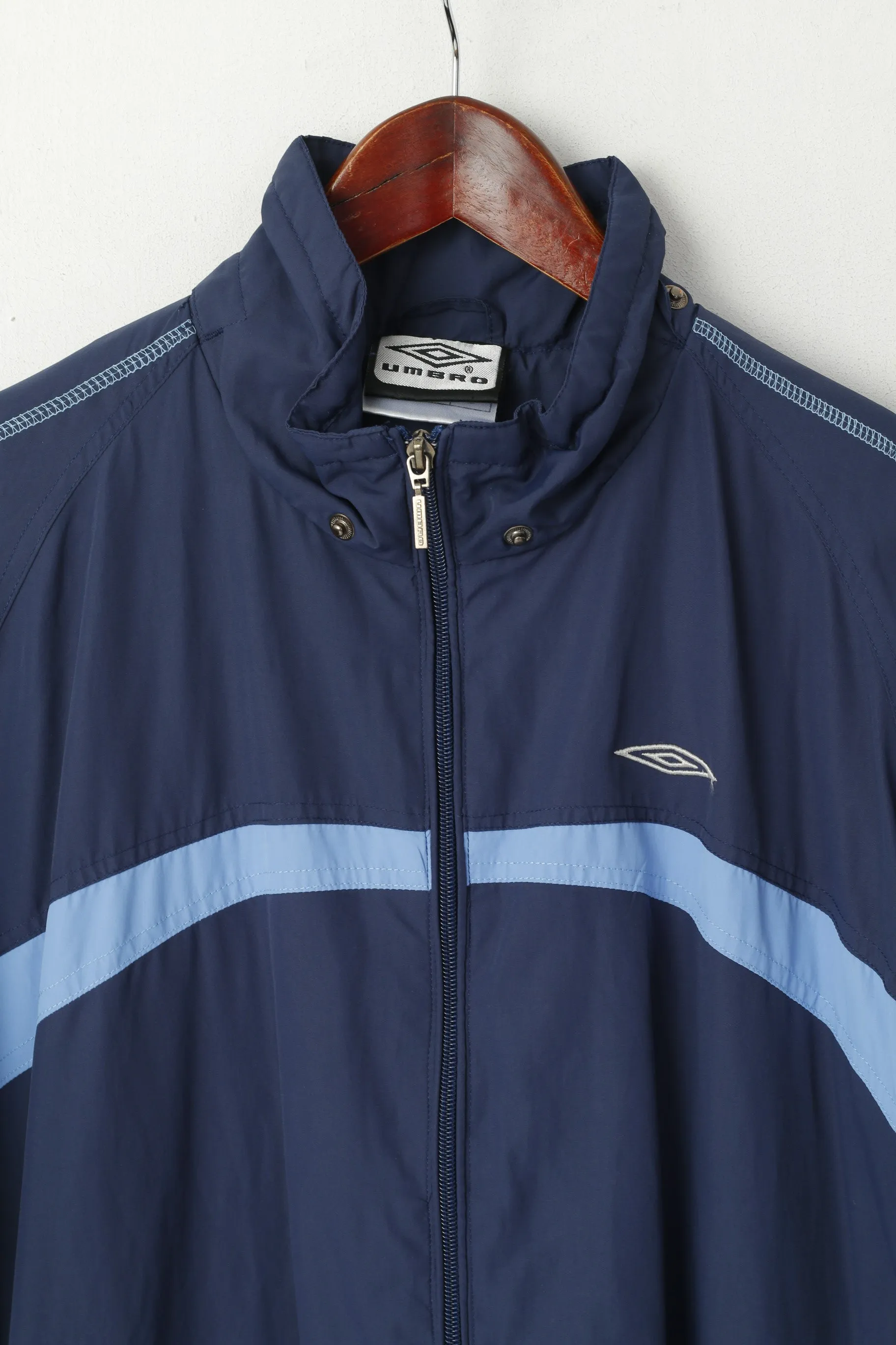 Umbro Men L Jacket Navy Sportswear Full Zipper Lightweight Mesh Lined Track Top