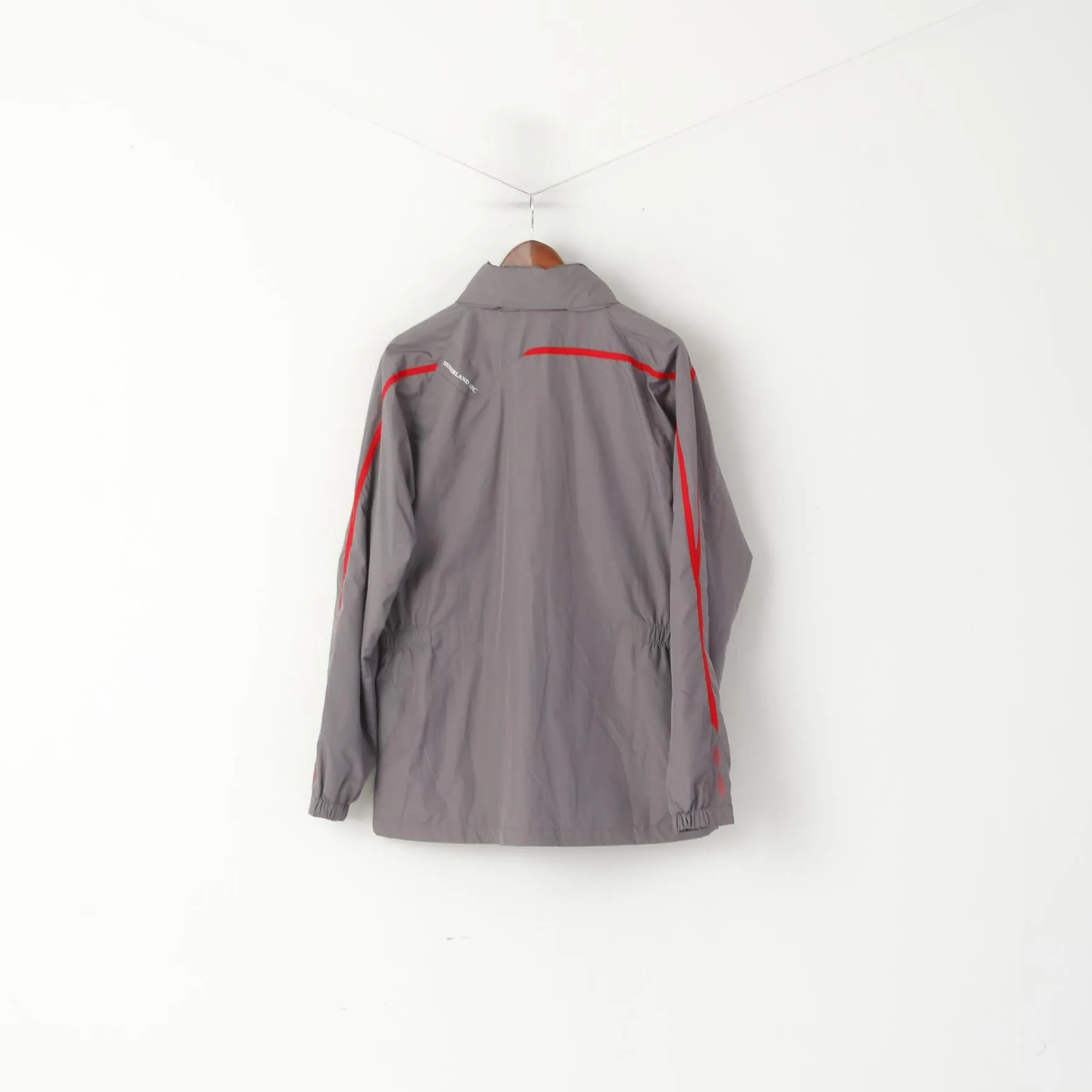 Umbro Sunderland F.C. Men L Jacket Grey Full Zipper Hidden Hood Lightweight Top
