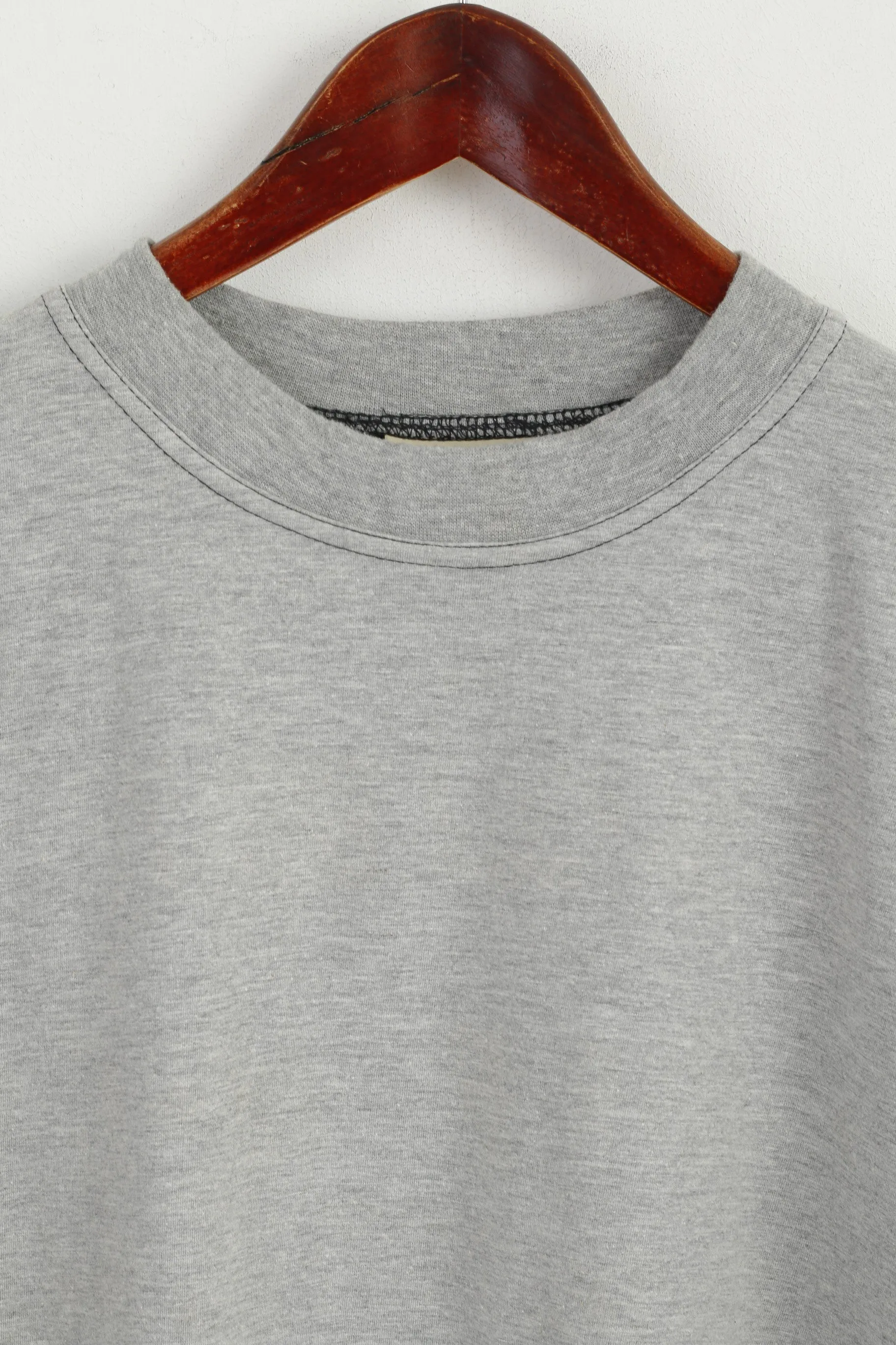 Uncle Sam Men M (L) Shirt Grey Cotton Sportswear Crew Neck Vintage Top