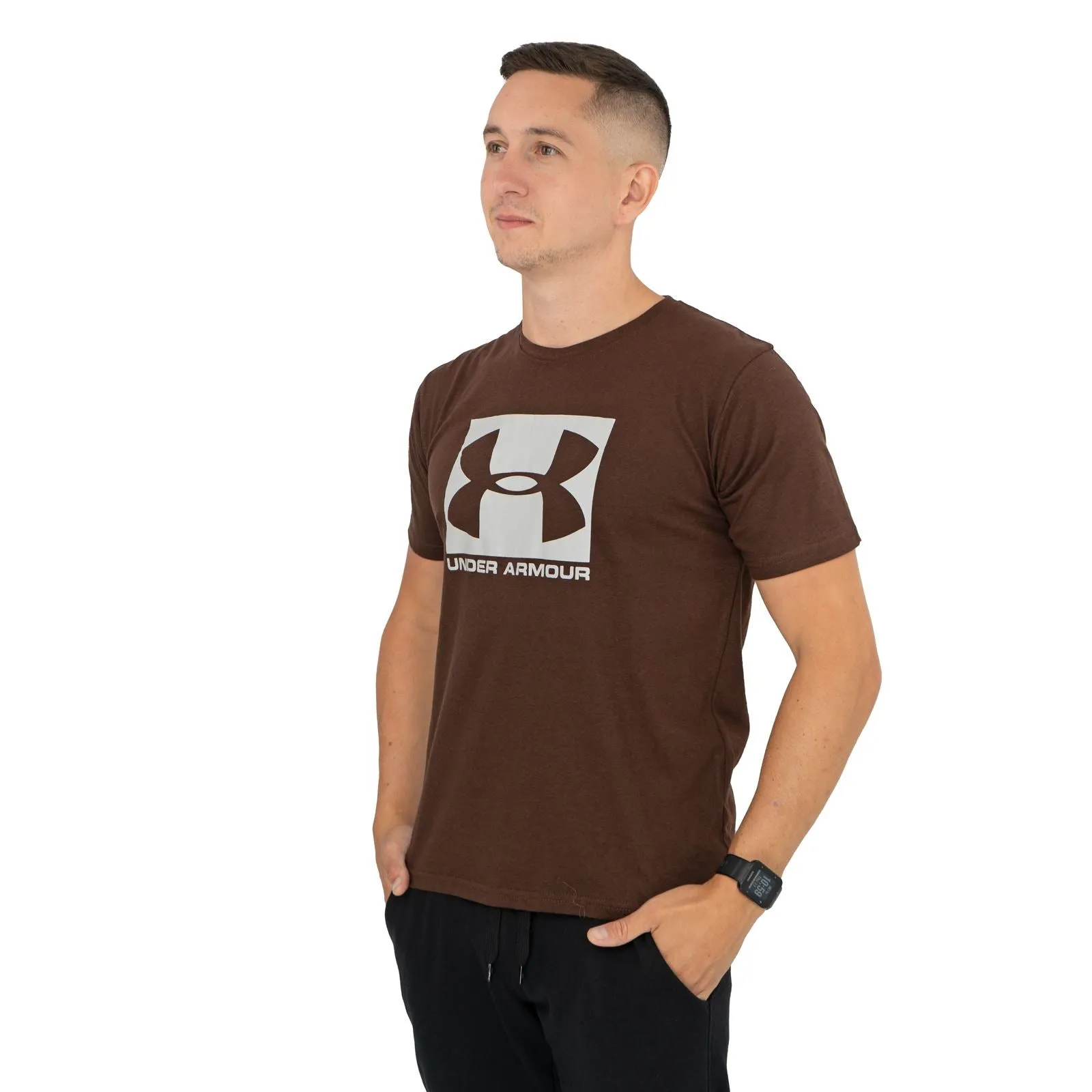 Under Armour Men Logo Print Sportstyle Brown Short Sleeve T-shirt