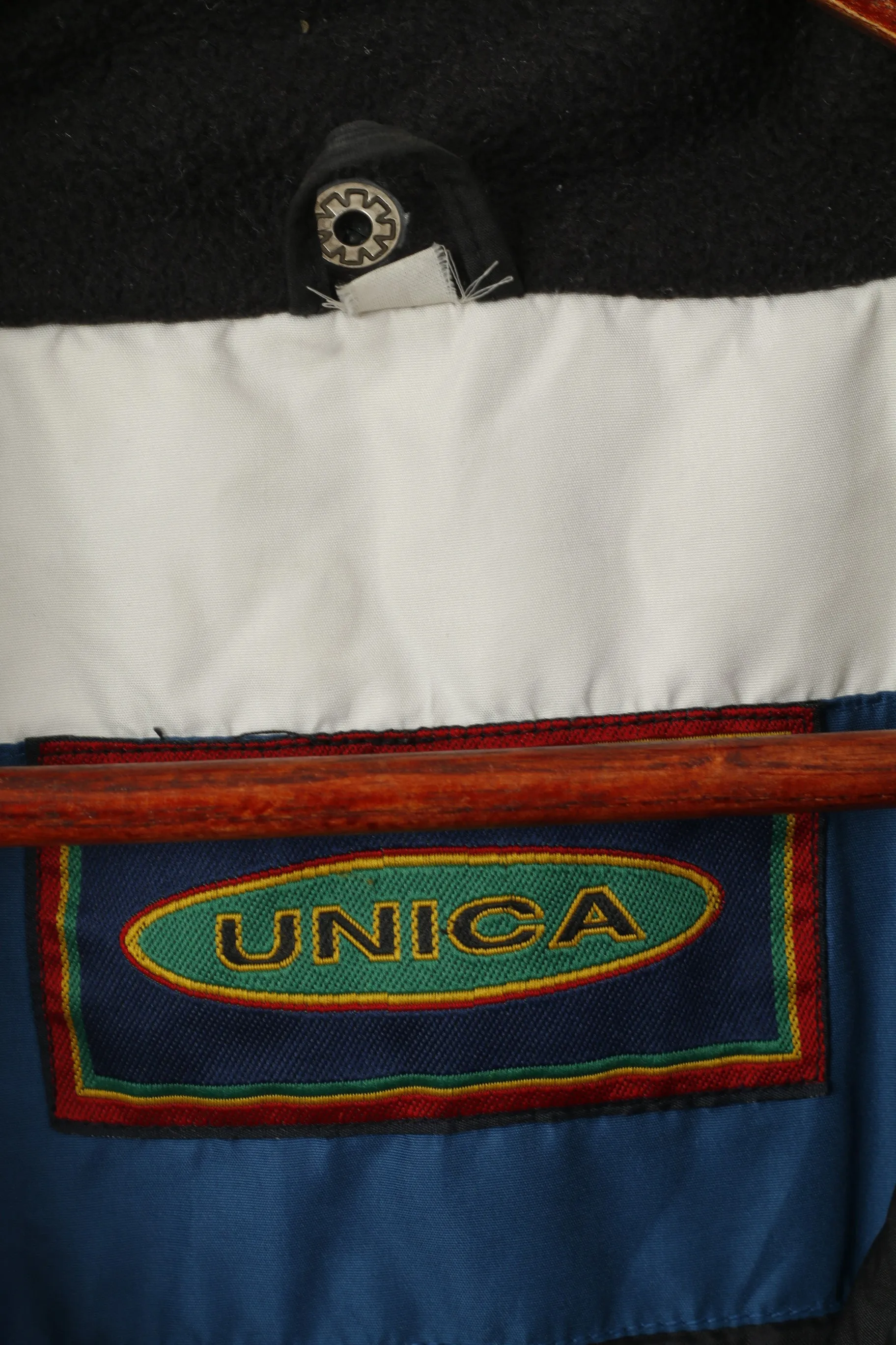 Unica Men L Ski Jacket Blue Vintage Padded Full Zip Drawstring Outdoor Norway Parka