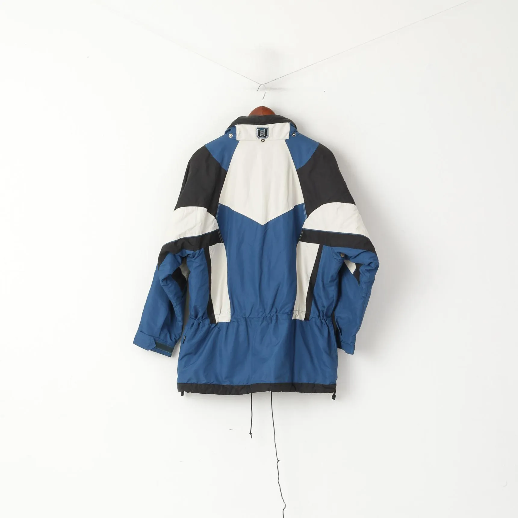 Unica Men L Ski Jacket Blue Vintage Padded Full Zip Drawstring Outdoor Norway Parka