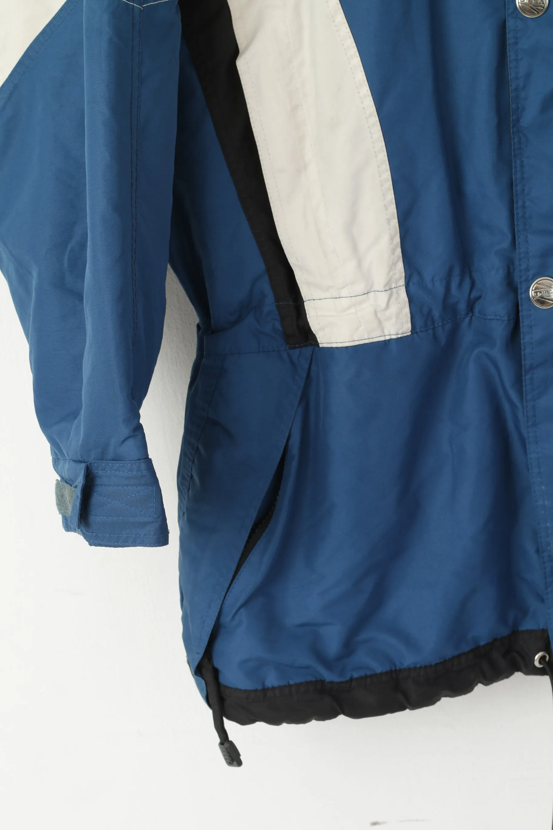 Unica Men L Ski Jacket Blue Vintage Padded Full Zip Drawstring Outdoor Norway Parka