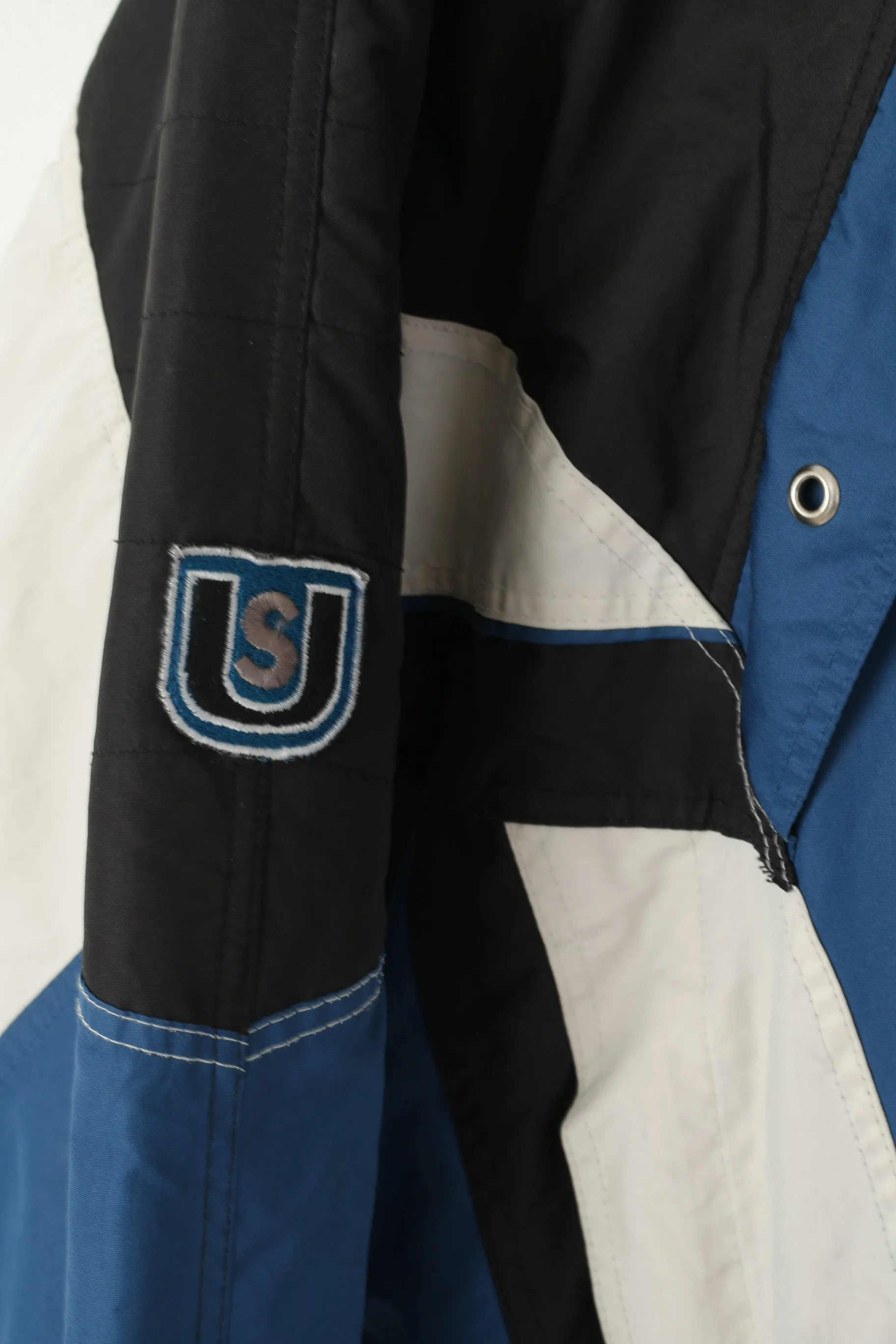 Unica Men L Ski Jacket Blue Vintage Padded Full Zip Drawstring Outdoor Norway Parka