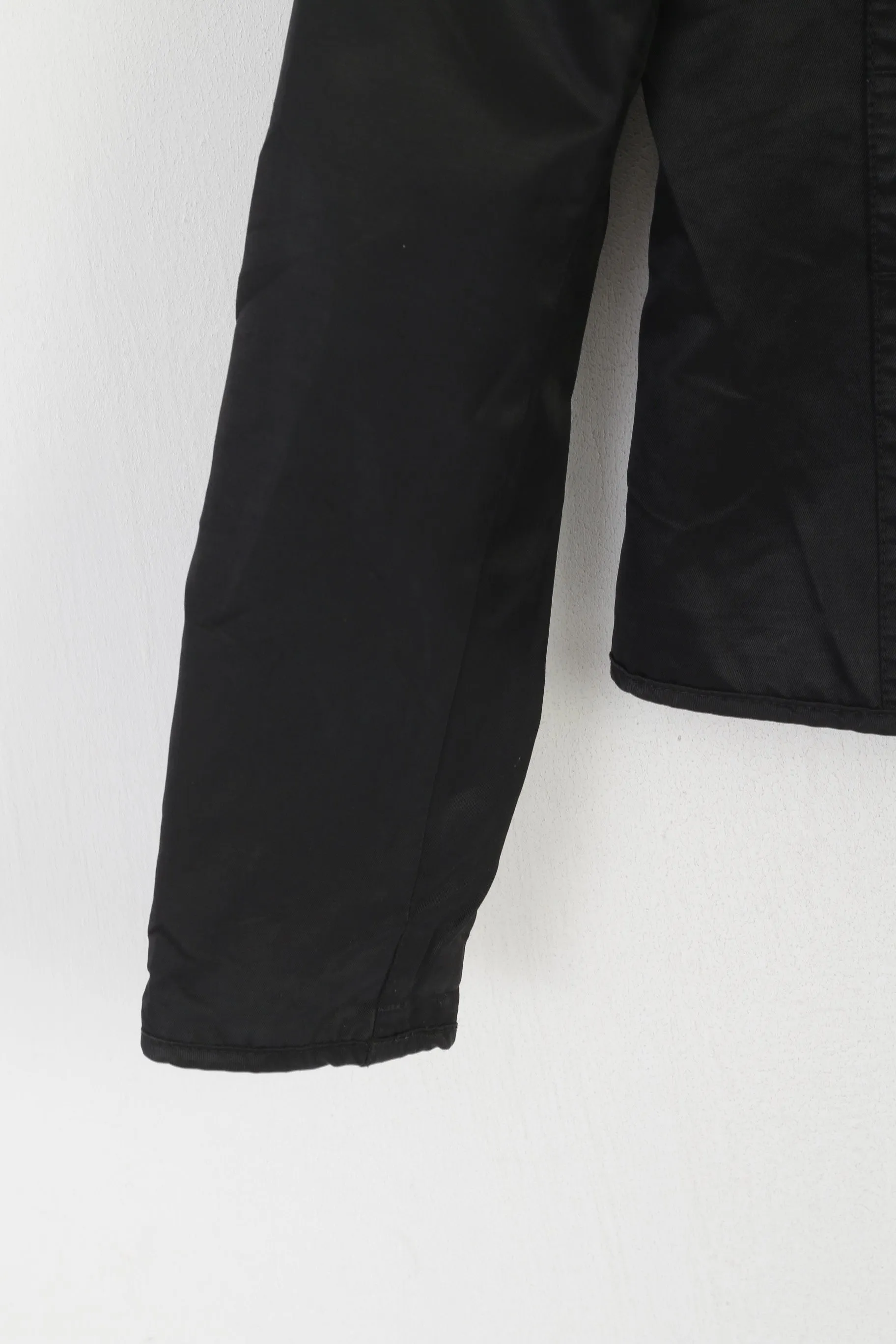 United Colors Of Benetton Women 38 XXS Jacket Black Shiny Cropped Zip Up Top