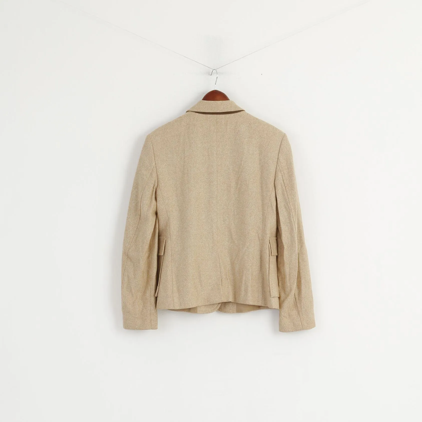 United Colors Of Benetton Women 46 M Blazer Beige Single Breasted Wool Jacket