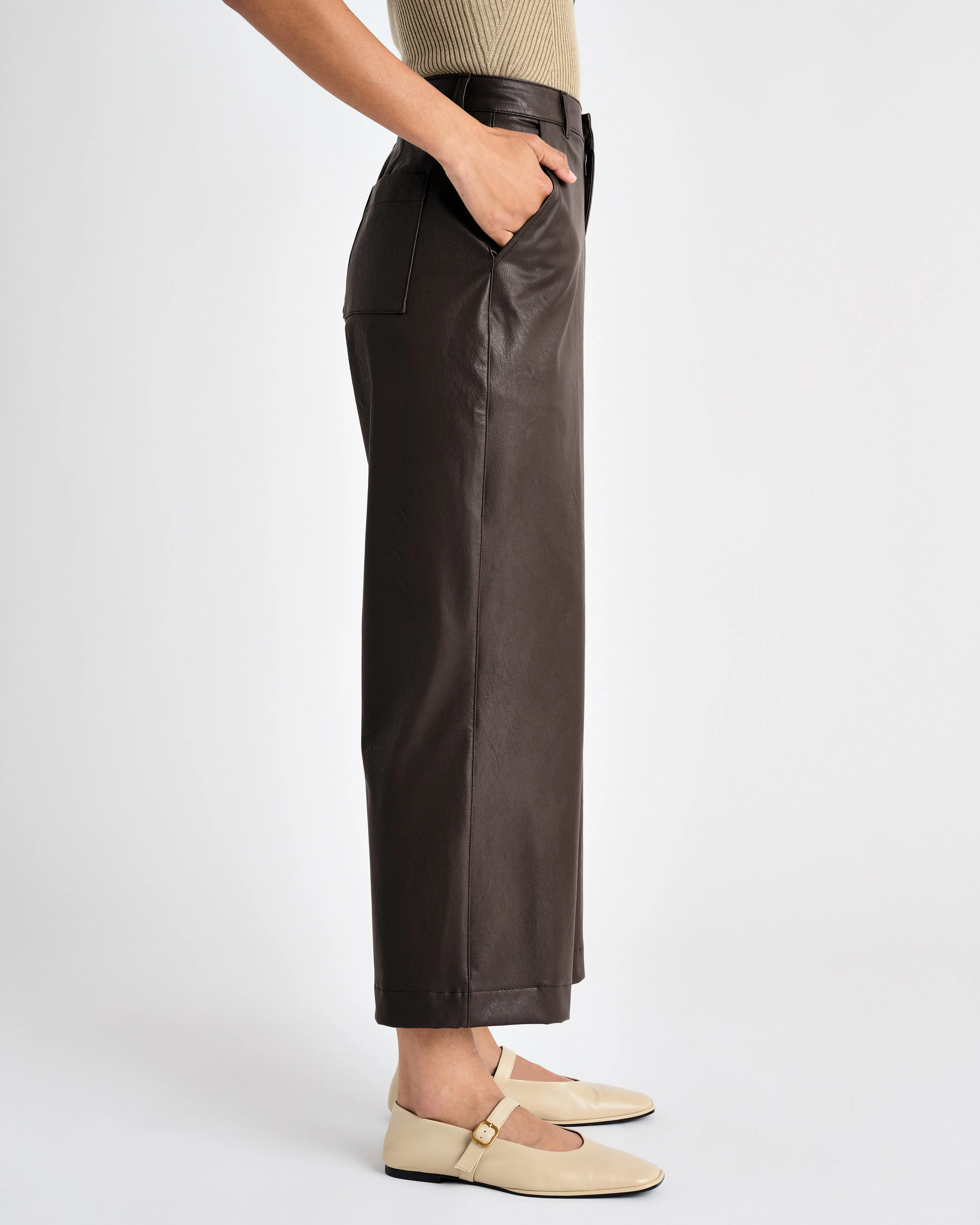 VEGAN LEATHER ANKLE TROUSER