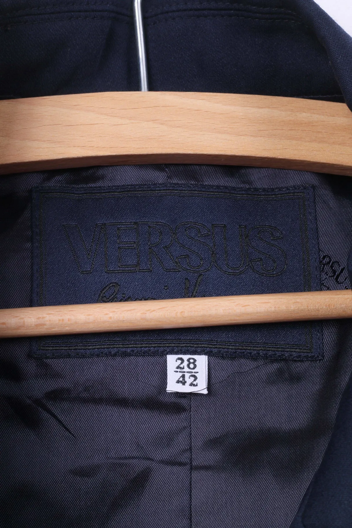 Versus Gianni Versace Women 28 42 S Blazer Navy Vintage Wool Nylon Single Breasted Top