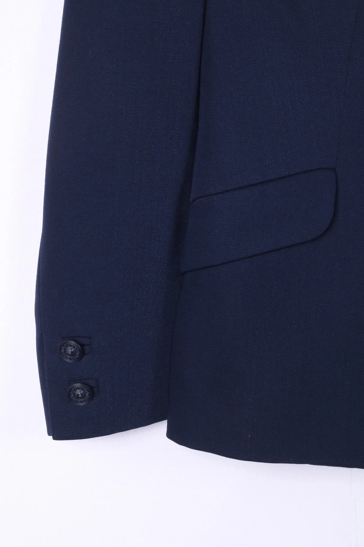 Versus Gianni Versace Women 28 42 S Blazer Navy Vintage Wool Nylon Single Breasted Top