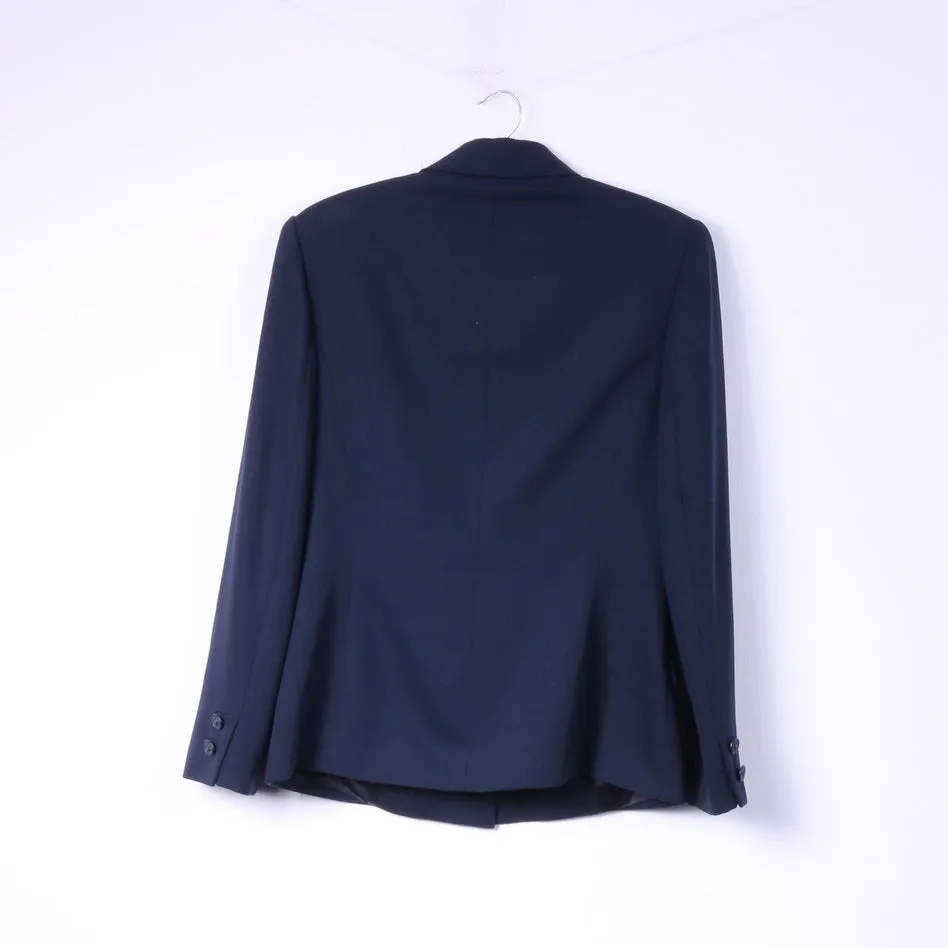 Versus Gianni Versace Women 28 42 S Blazer Navy Vintage Wool Nylon Single Breasted Top