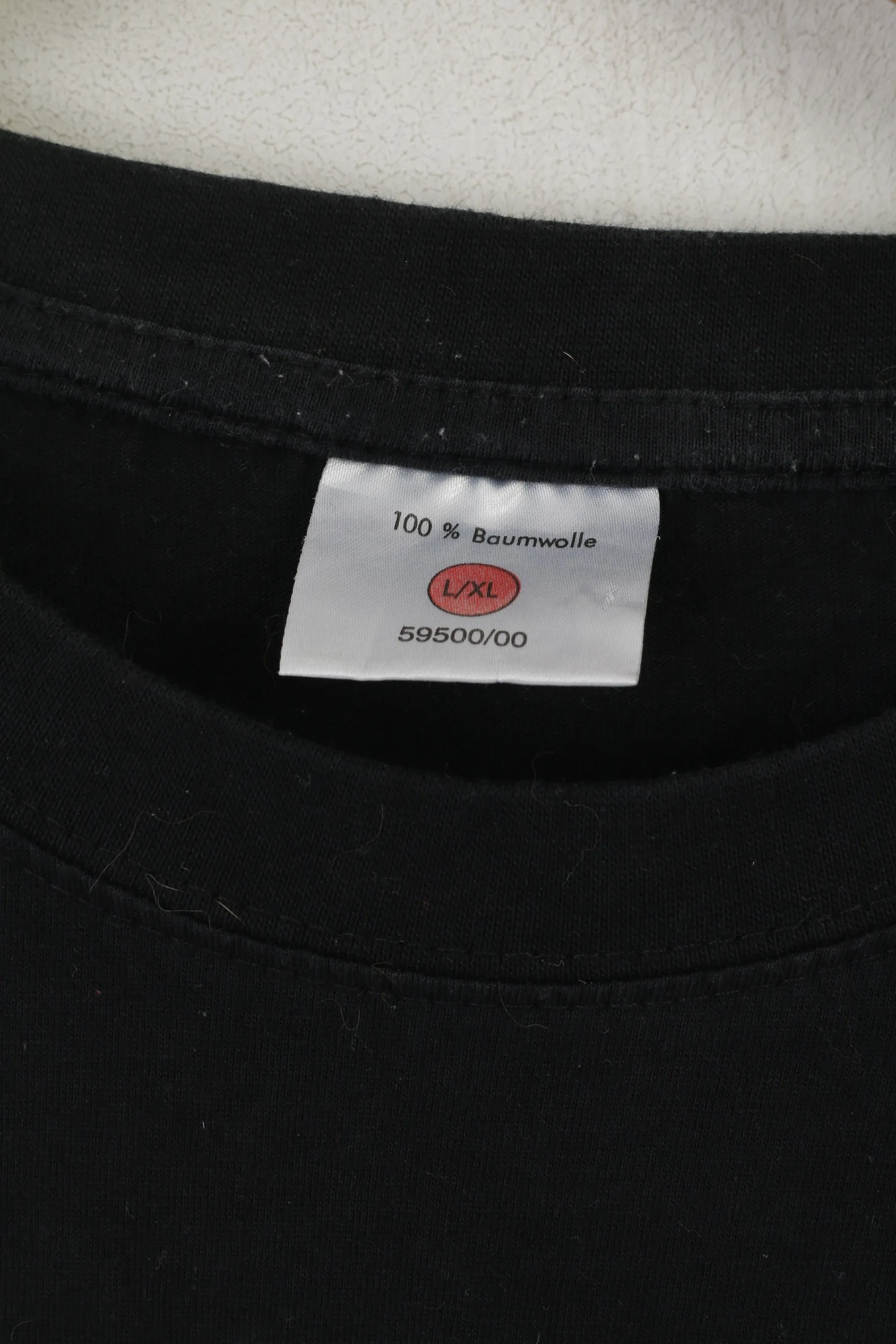 Vintage Men L/XL T- Shirt Black Cotton Graphis Ugga Ugga Crew Neck Top