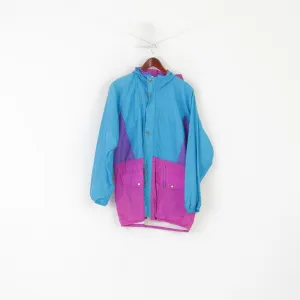 Vintage Men M Jacket Turquoise Vintage Nylon Waterproof Hood Zip Up Rain Top